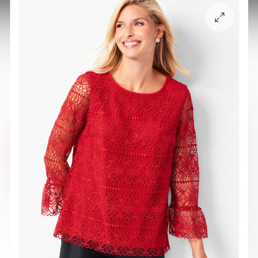 Red Talbots Floral Lace Top size 2X